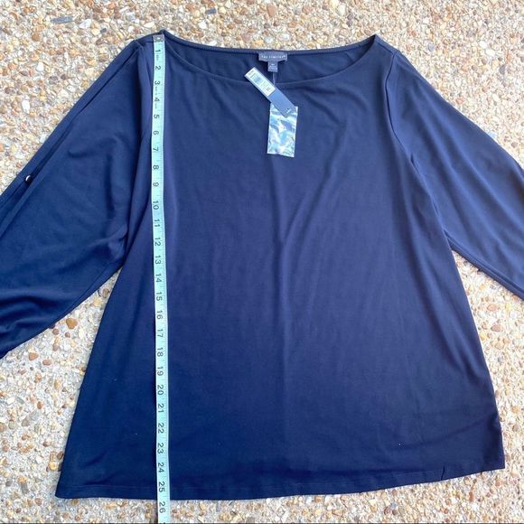 NWT The Limited Black 3/4 Slits Sleeve Gold Buttons Top 0X - Picture 3 of 8